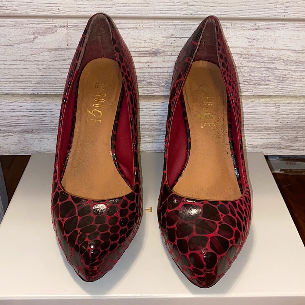 Red/Brown Snakeskin Pattern Heels